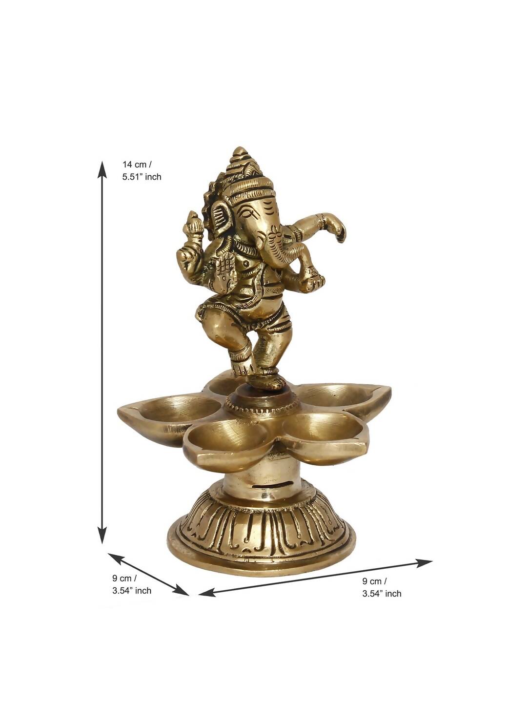 eCraftIndia Gold-Toned Handcrafted Dancing Lord Ganesha Showpiece With Diya - Distacart