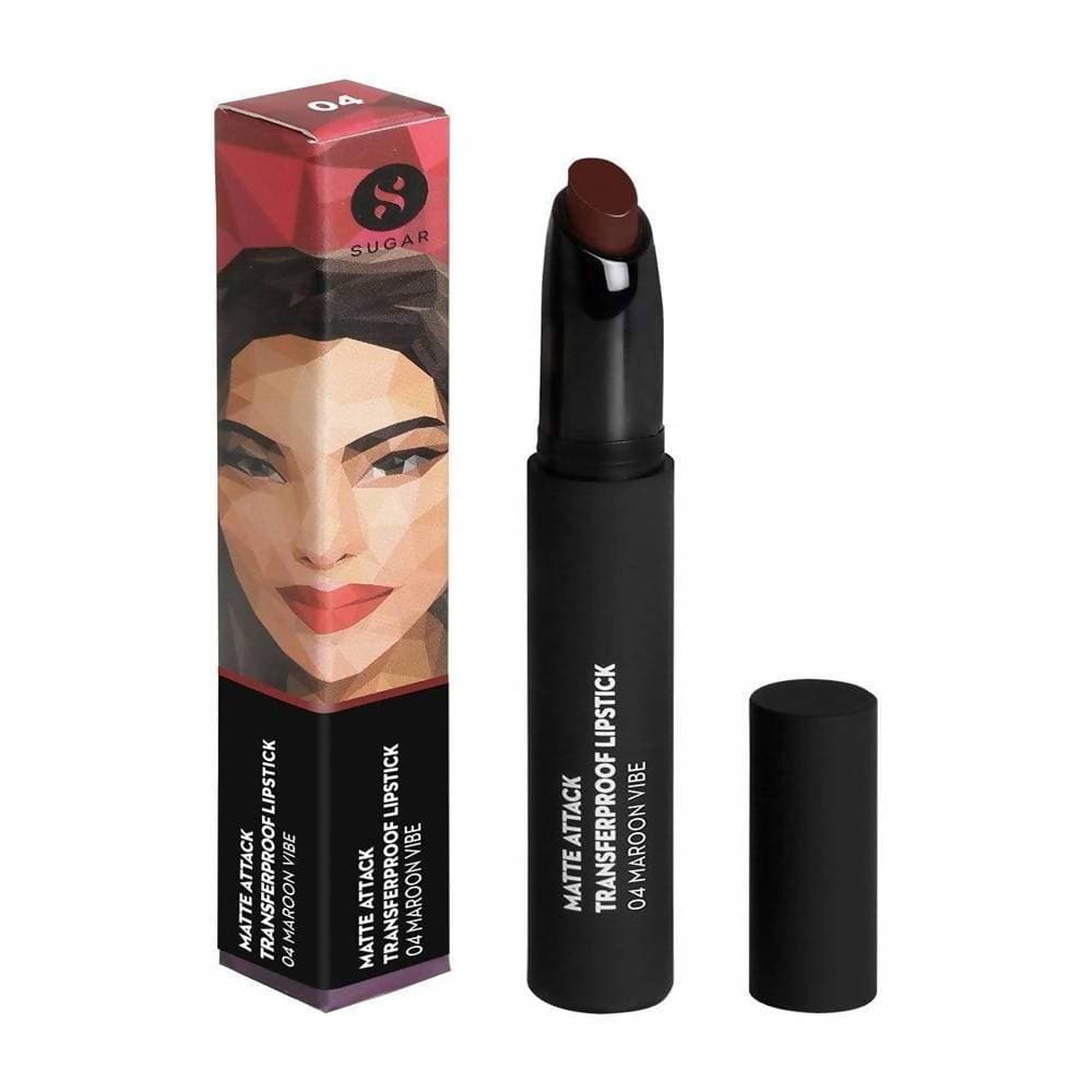 Sugar Matte Attack Transferproof Lipstick - Maroon Vibe (Dark Red) - Distacart