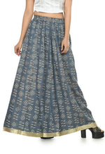 Thumbnail for Mominos Fashion Moeza Cotton Grey Printed Lehenga (Lancha)