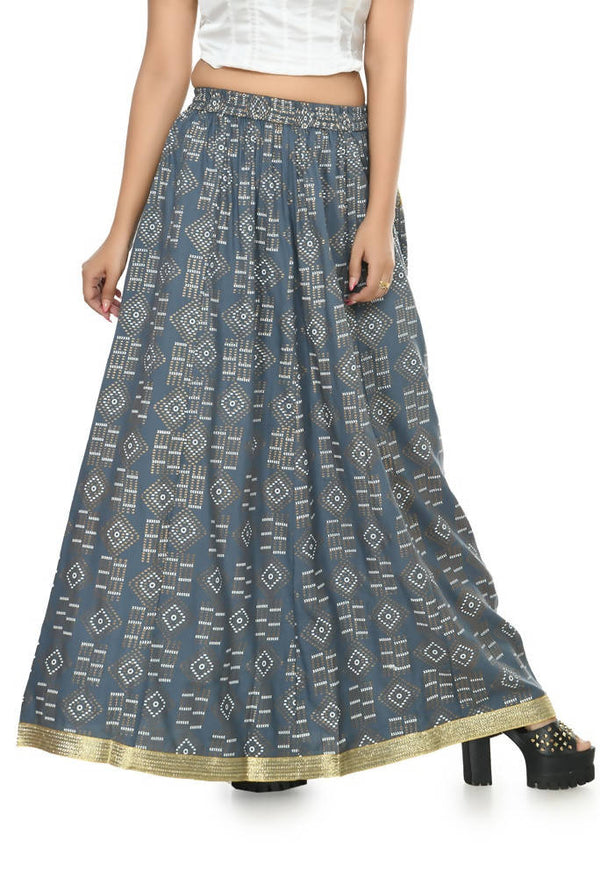 Mominos Fashion Moeza Cotton Grey Printed Lehenga (Lancha)