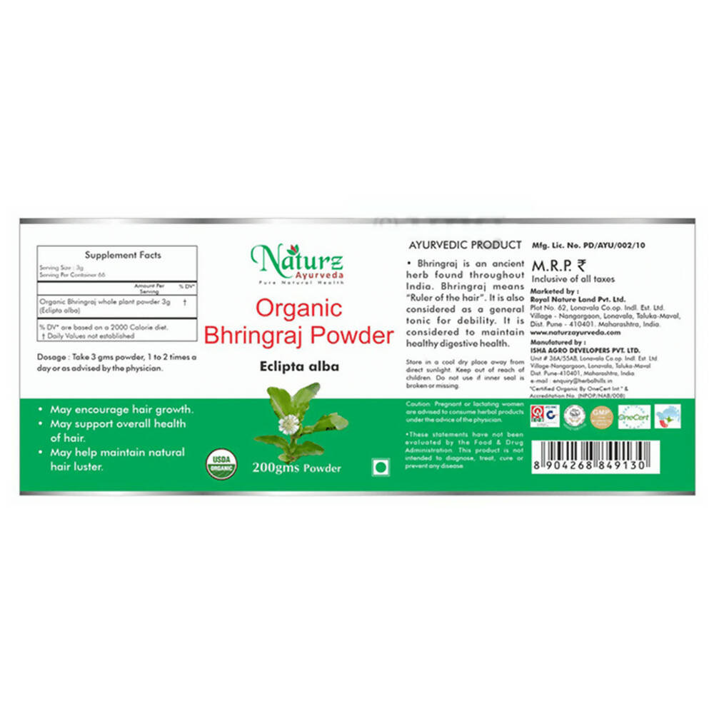 Naturz Ayurveda Organic Bhringraj Powder - Distacart