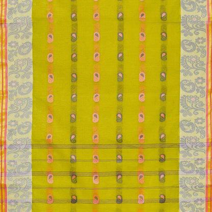 Exclusive Collection 100% Pure Cotton Olive Tant Saree With Hand Weaving Work - Distacart