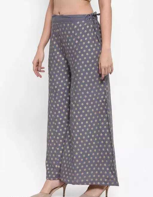 PAVONINE Grey Color Rayon Fabric Sun Print Palazzo For Women - Distacart