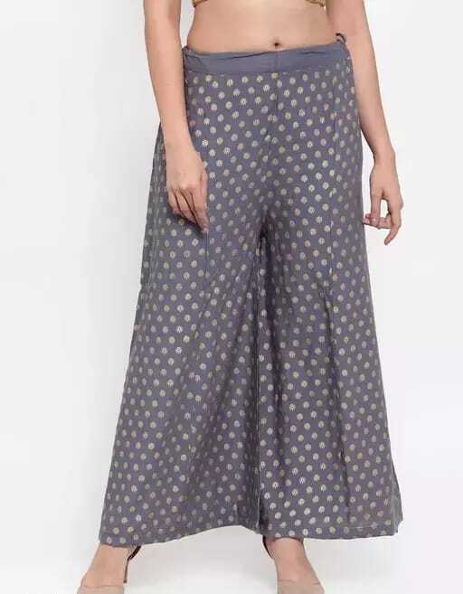 PAVONINE Grey Color Rayon Fabric Sun Print Palazzo For Women - Distacart