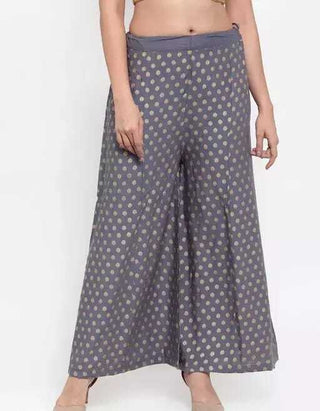 PAVONINE Grey Color Rayon Fabric Sun Print Palazzo For Women - Distacart