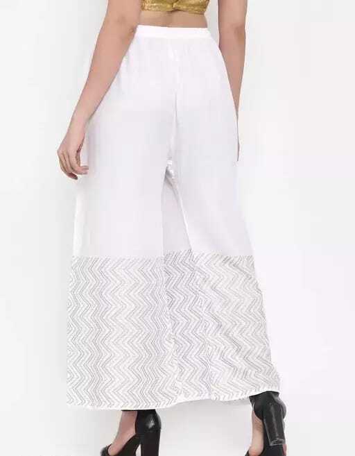 PAVONINE White Color Rayon Fabric Zig-Zag Printed Palazzo For Women - Distacart