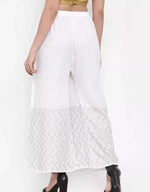 Thumbnail for PAVONINE White Color Rayon Fabric Zig-Zag Printed Palazzo For Women - Distacart