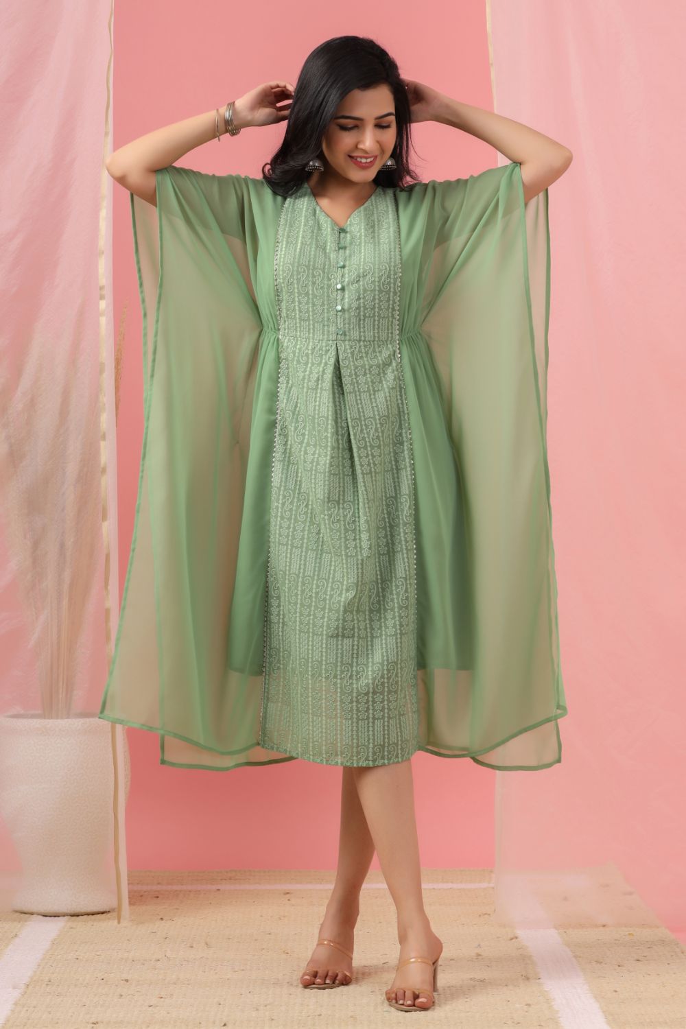 Juniper Womens Sagegreen Embroidered Kaftan - Distacart