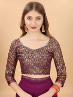 Thumbnail for Kalini Purple & Red Pure Silk Saree - Distacart