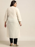 Thumbnail for Juniper Women`S Beige Tussar Silk Festive Wear Solid Straight Kurta - Distacart