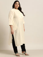 Thumbnail for Juniper Women`S Beige Tussar Silk Festive Wear Solid Straight Kurta - Distacart
