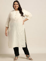 Thumbnail for Juniper Women`S Beige Tussar Silk Festive Wear Solid Straight Kurta - Distacart