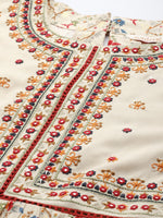 Thumbnail for Juniper Women`s Beige Rayon Festive Wear Embroidered & Printed Tiered Dress - Distacart