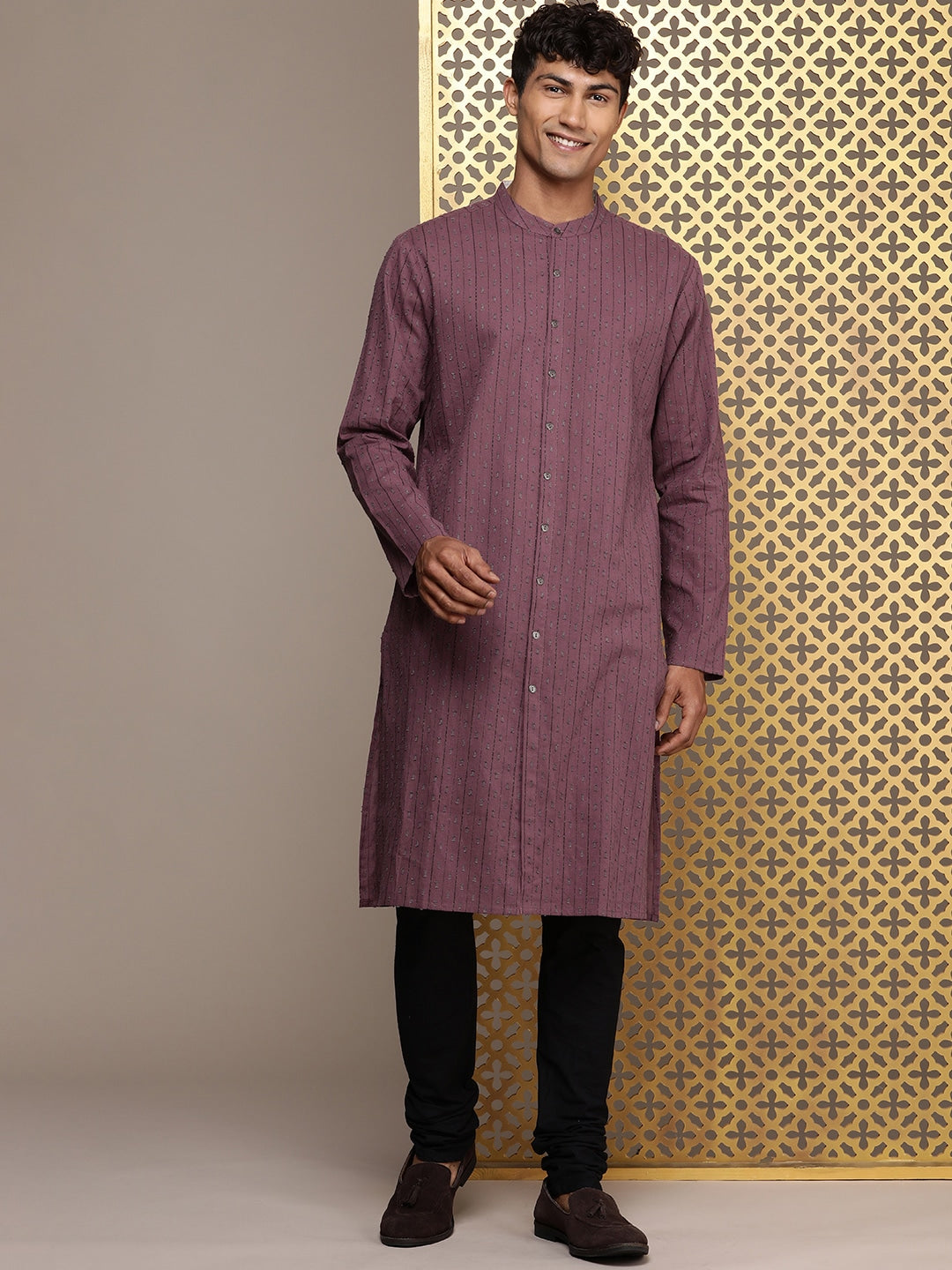 House of Pataudi Woven Design Straight Jashn Kurta - Distacart