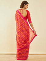Thumbnail for Soch Coral Geometric Printed Beads and Stones Saree - Distacart