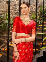 Thumbnail for Kalini Ethnic Motifs Woven Design Zari Detail Paithani Saree - Distacart
