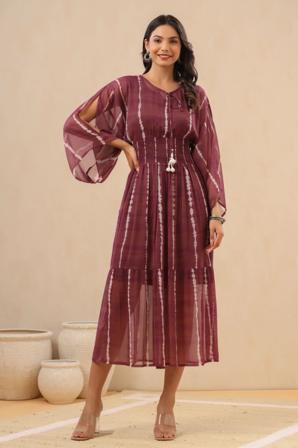 Juniper Womens Purple Chiffon Midi Dress - Distacart