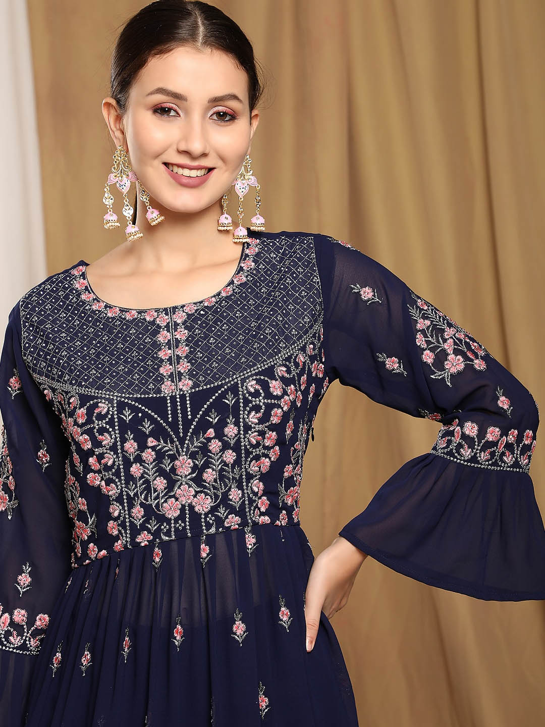 Kalini Floral Embroidered Kurta With Sharara - Distacart