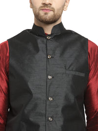 Thumbnail for Kalyum Men's Black Solid Nehru Jacket - Distacart