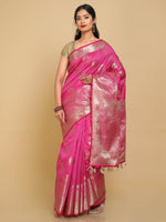 Thumbnail for Kalamandir Zari Paisleys Pink Silk Blend Saree