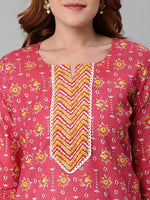 Thumbnail for Kalini Ethnic Motif Printed Notched Neck Gotta Patti Straight Kurta With Trousers - Distacart