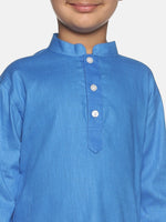 Thumbnail for Sethukrishna Boys Blue Pure Cotton Kurta with Pyjamas - Distacart