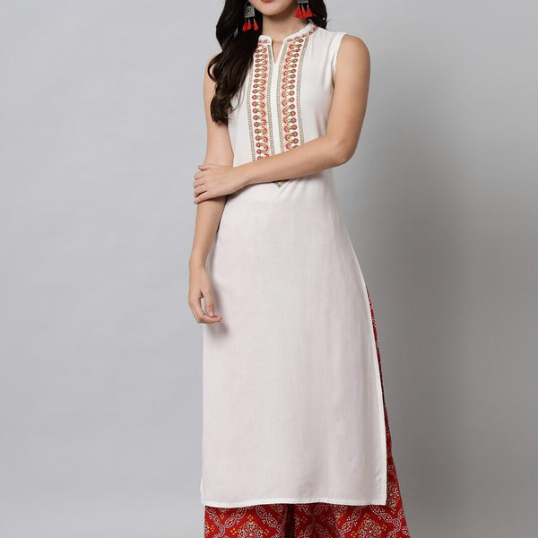 Kalini Women White Embroidered Thread Work Kurta - Distacart