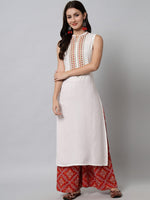Thumbnail for Kalini Women White Embroidered Thread Work Kurta - Distacart
