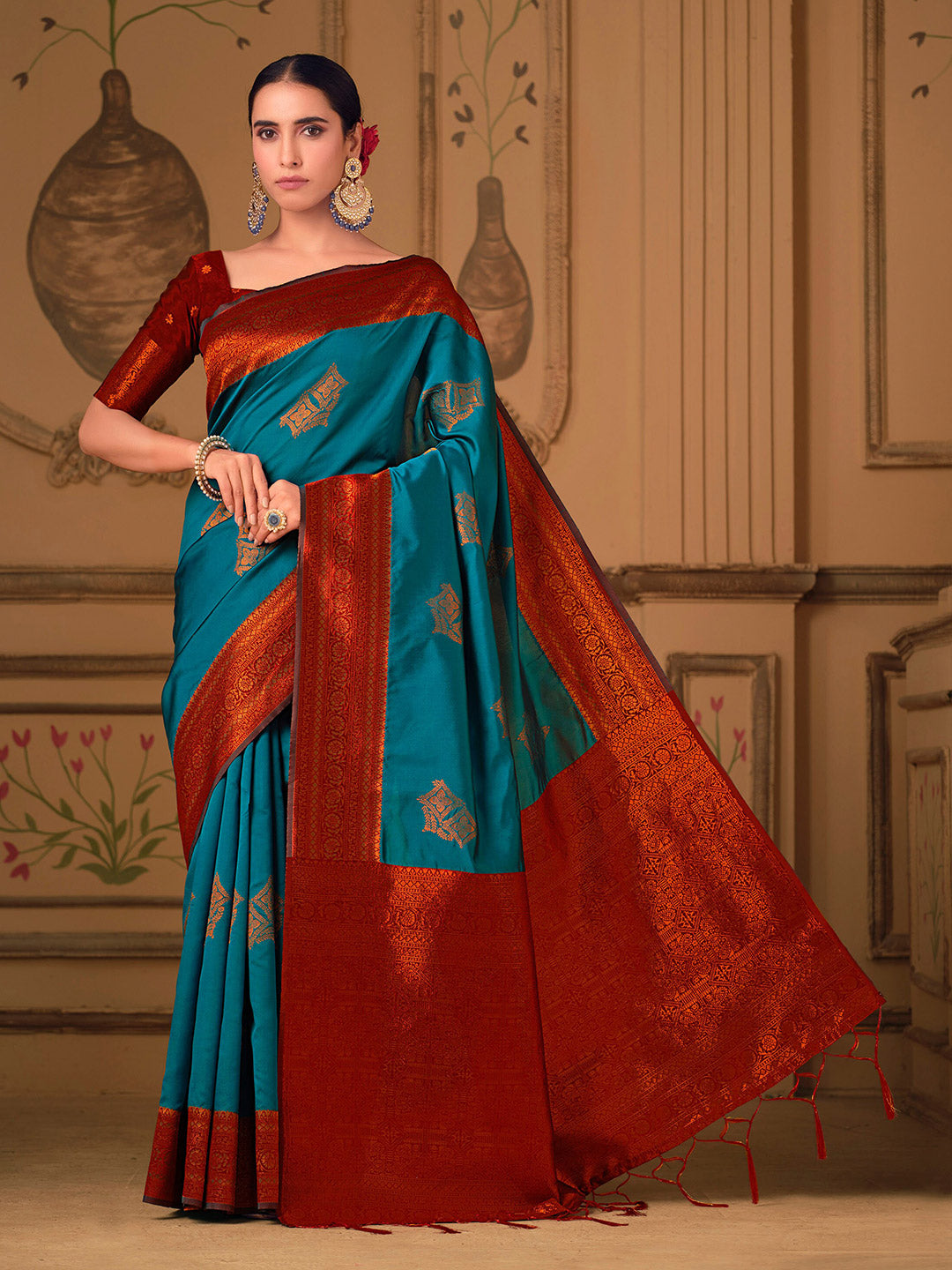 Sangria Ethnic Motifs Woven Design Zari Saree - Distacart