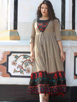 Thumbnail for Kalini Women Gunmetal-Toned Floral Thread Work Kurta - Distacart