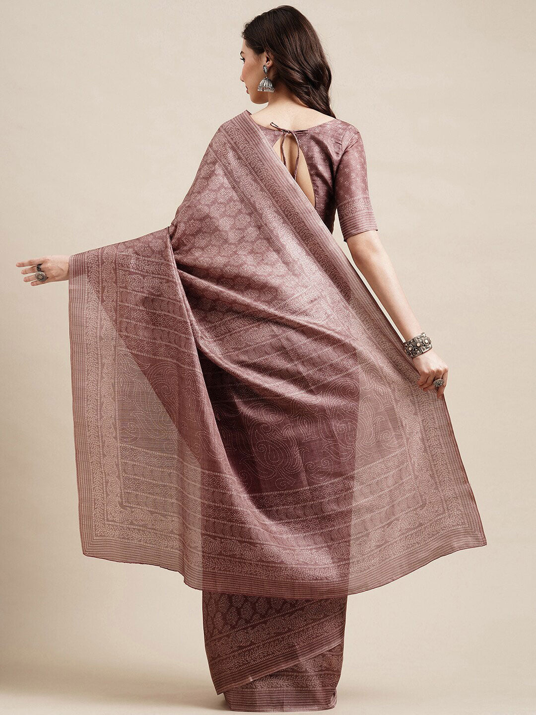 Saree Mall Mauve & White Floral Art Silk Sarees - Distacart