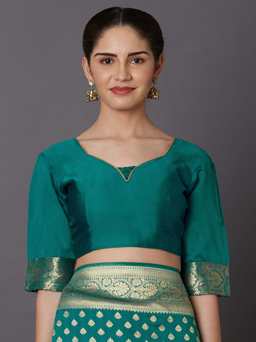 Mitera Turquoise Green & Gold-Toned Silk Blend Woven Design Kanjeevaram Saree - Distacart