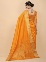 Thumbnail for Kalini Mustard Woven Design Embellished Zari Silk Blend Banarasi Saree - Distacart
