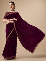 Thumbnail for Kalini Embroidered Border Velvet Saree - Distacart