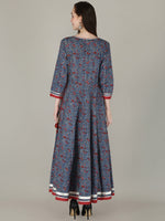 Thumbnail for Kalini Women Navy Blue & Red Floral Printed Floral Anarkali Fusion Kurta - Distacart