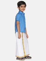 Thumbnail for Sethukrishna Boys Blue & White Shirt with Dhoti - Distacart