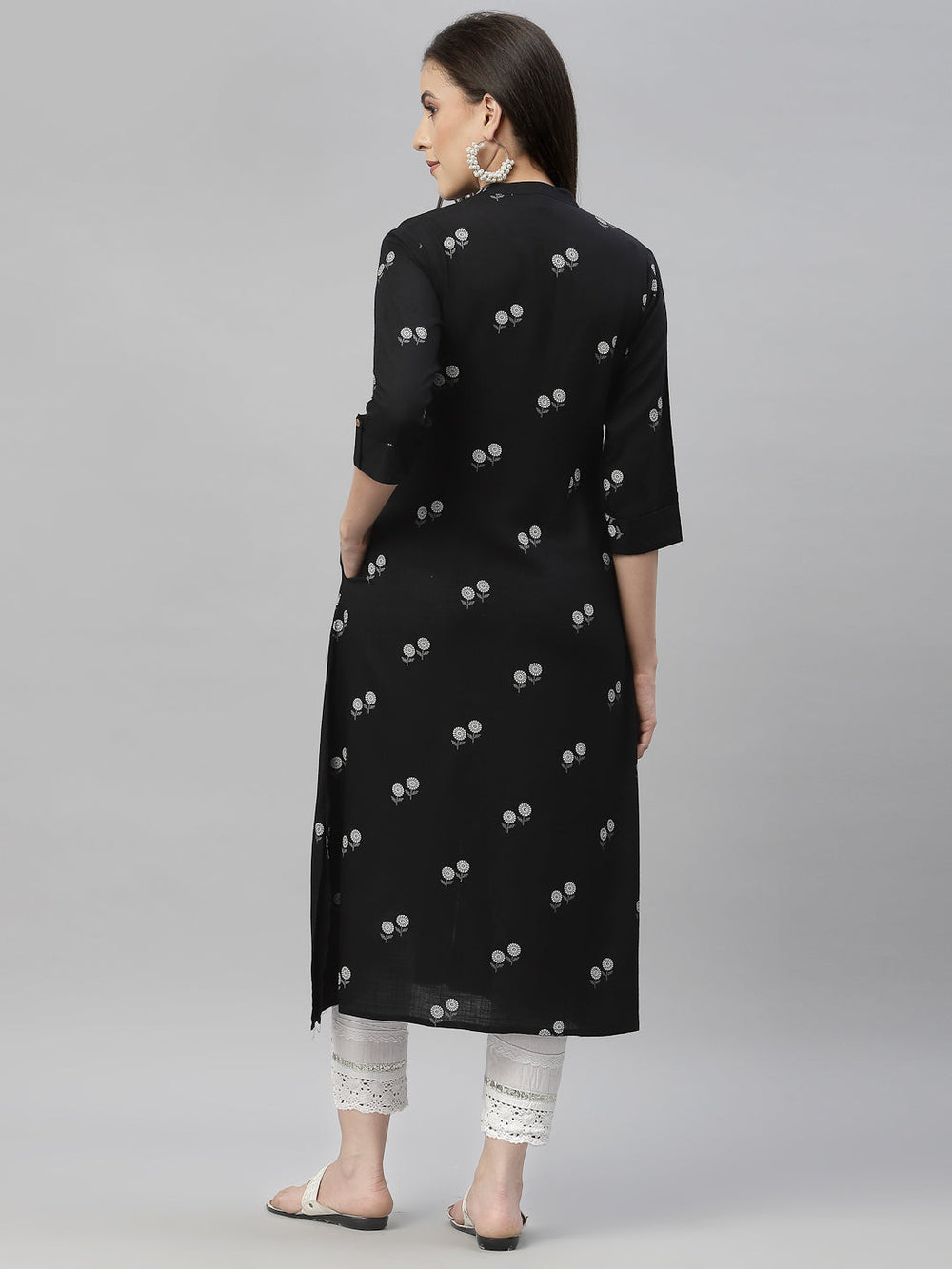 Juniper Black Rayon Festive Printed A-Line Kurta For Women - Distacart