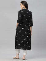 Thumbnail for Juniper Black Rayon Festive Printed A-Line Kurta For Women - Distacart