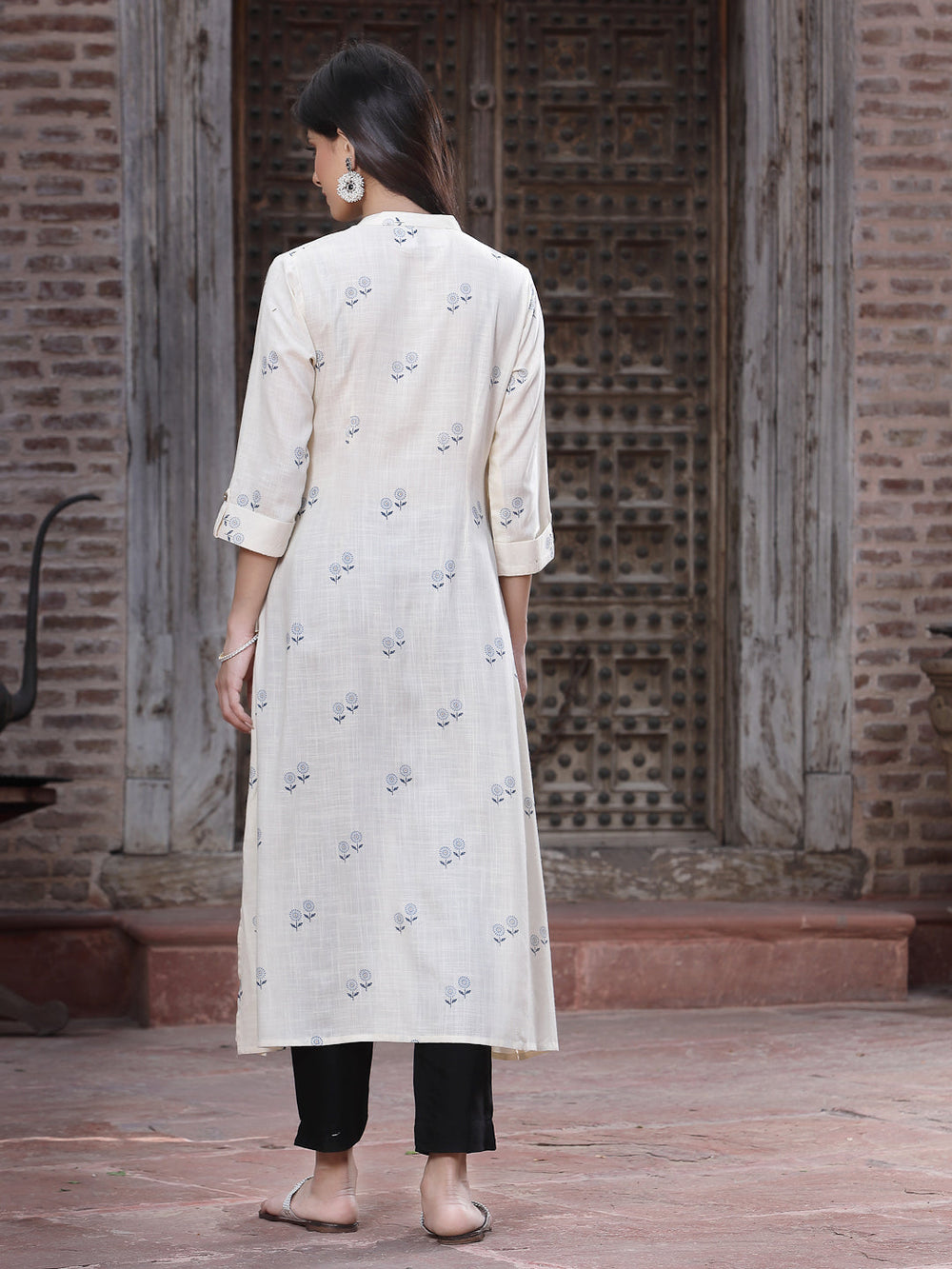 Juniper Women's Off - White Rayon Printed A-Line Kurta - Distacart