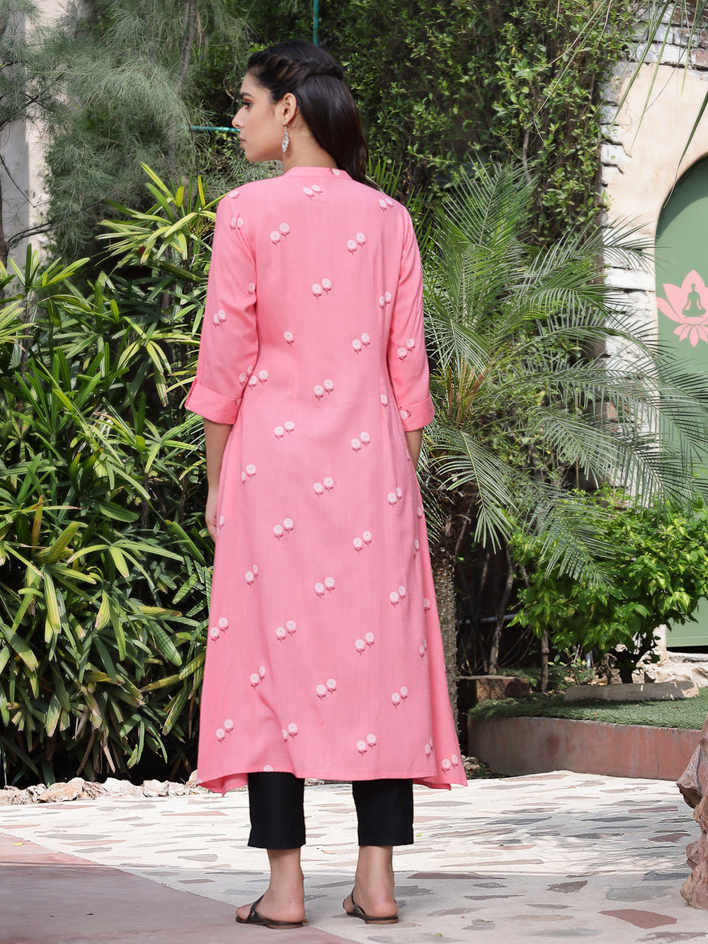 Juniper Women's Pink Rayon Printed A-Line Kurta - Distacart