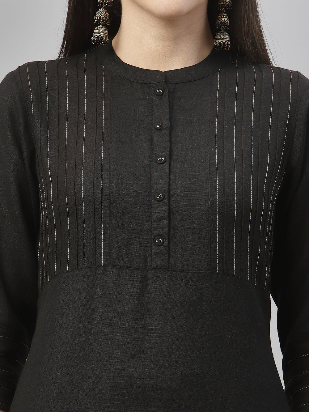 Juniper Black Rayon Festive Solid Straight Kurta For Women - Distacart