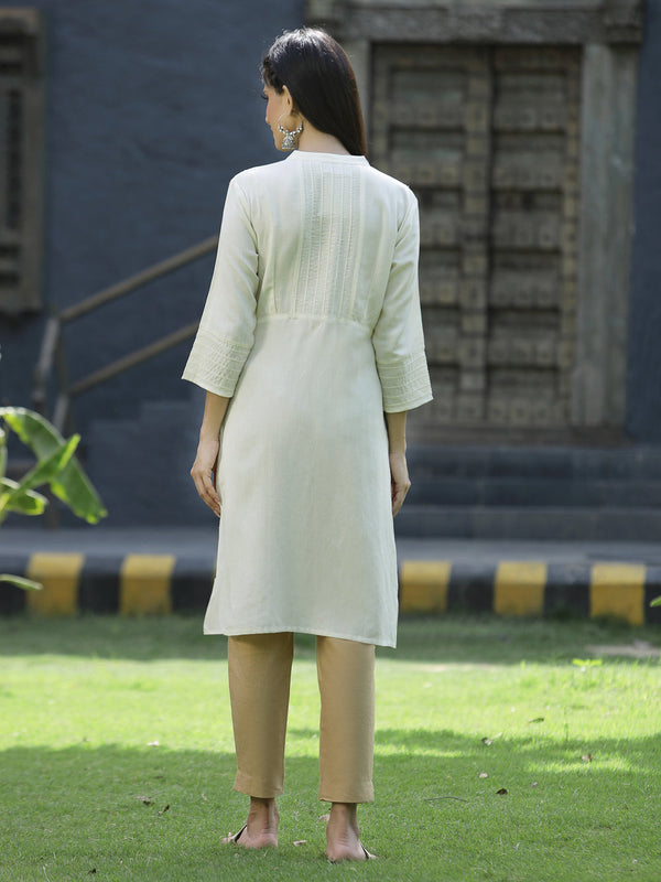 Juniper Ivory Rayon Festive Solid Straight Kurta For Women - Distacart