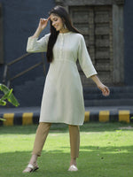 Thumbnail for Juniper Ivory Rayon Festive Solid Straight Kurta For Women - Distacart