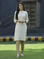 Thumbnail for Juniper Ivory Rayon Festive Solid Straight Kurta For Women - Distacart