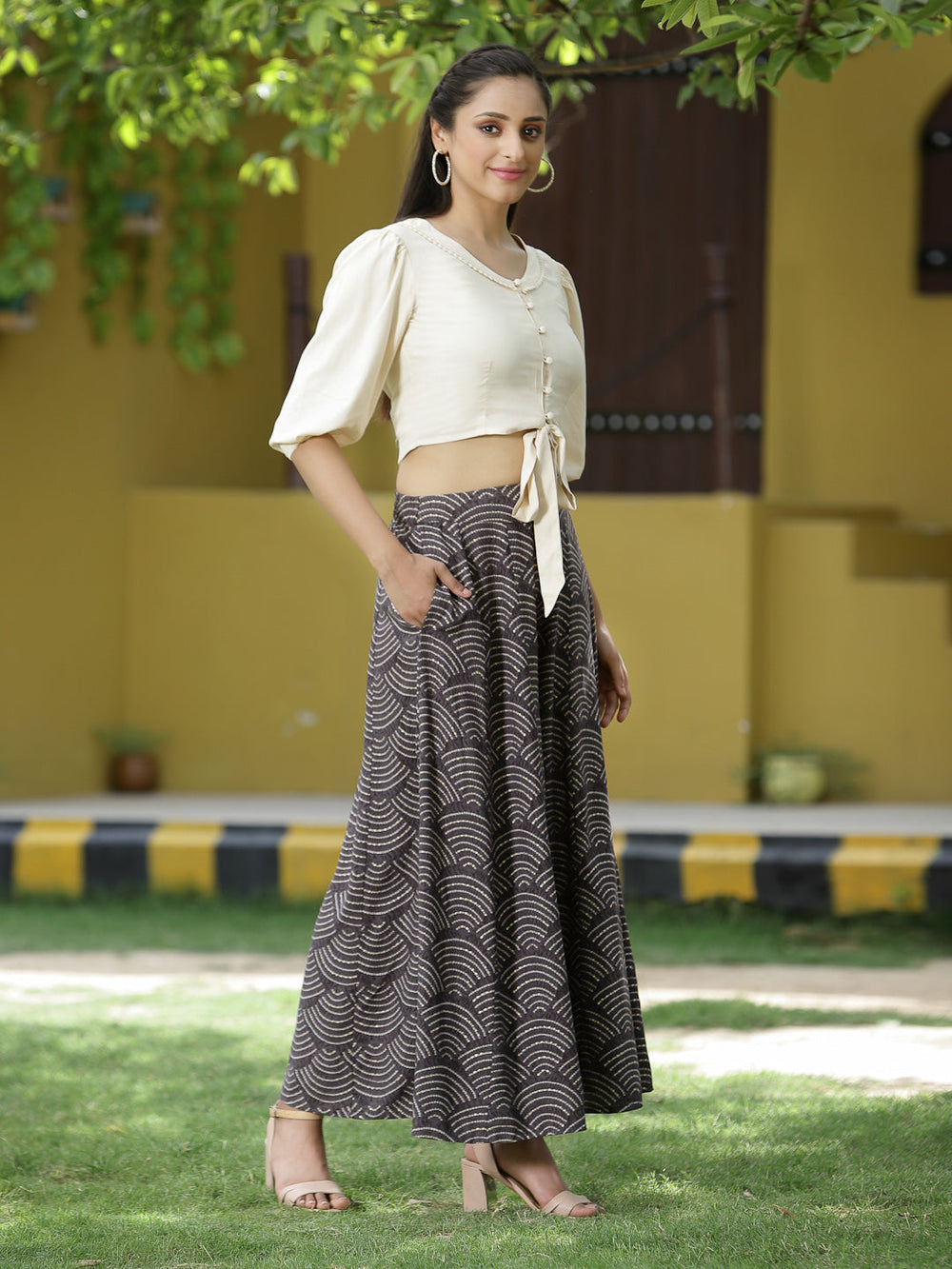 Juniper Off - White Rayon Festive Solid Straight Top For Women - Distacart