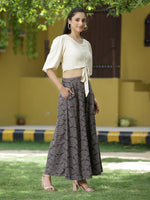 Thumbnail for Juniper Off - White Rayon Festive Solid Straight Top For Women - Distacart
