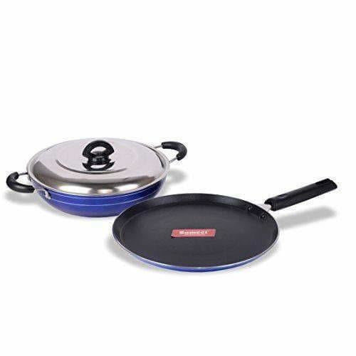Nonstick Induction Base Cookware Set of Tawa + Kadhai - Distacart