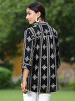 Thumbnail for Juniper Black Rayon Festive Printed Asymmetric Tunic For Women - Distacart