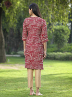 Thumbnail for Juniper Maroon Rayon Festive Embroidered Printed Straight Tunic For Women - Distacart
