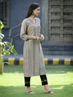 Thumbnail for Juniper Beige Rayon Festive Placement Print Straight Kurta For Women - Distacart